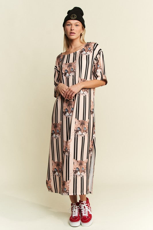 Jade by Jane Cat Print Midi Dress