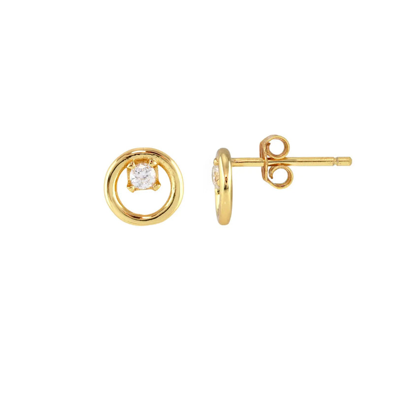 Kris Nations Circle Outline with Prong Set Crystal Stud Earrings