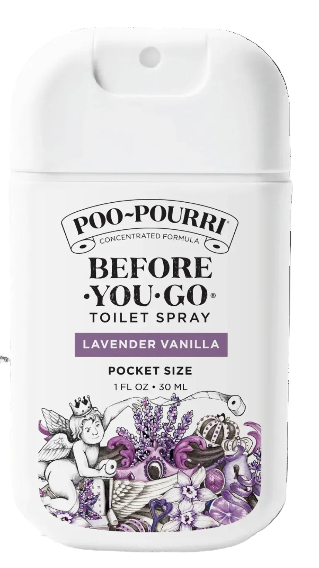 Poo-Pourri before-you-go toilet spray with packaging on a white background