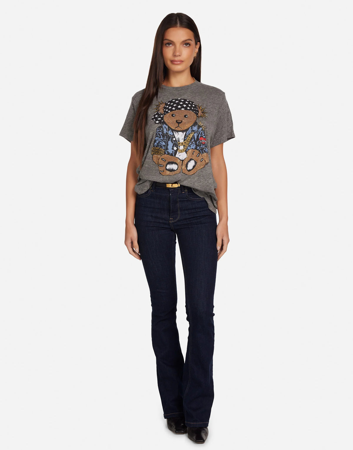 Lauren Moshi Capri Stud Rocker Tee in Heather Grey