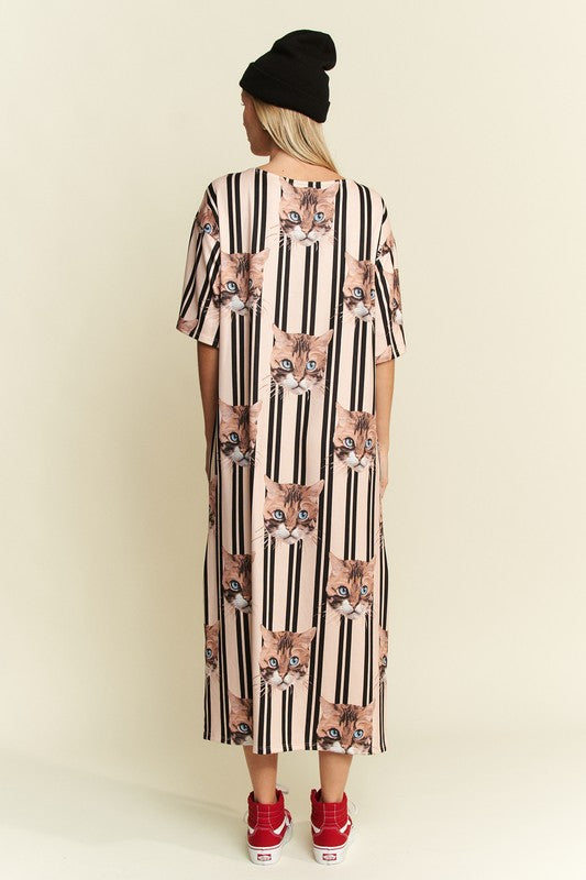 Jade by Jane Cat Print Midi Dress
