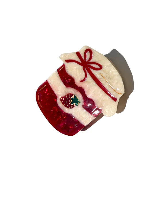 Hand-painted Strawberry Jam Claw Hair Clip