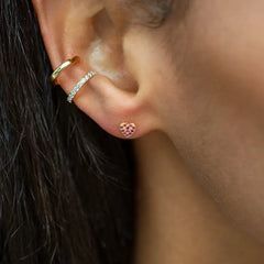 Kris Nations Heart Ruby Crystal Stud Earrings