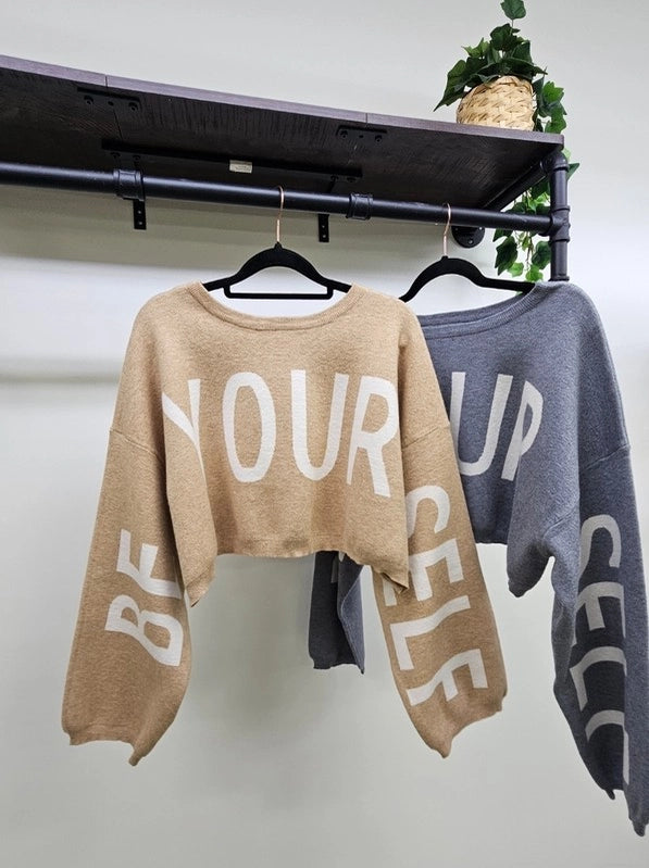 Jade by Jane Be Yourself Cropped Sweater Grey