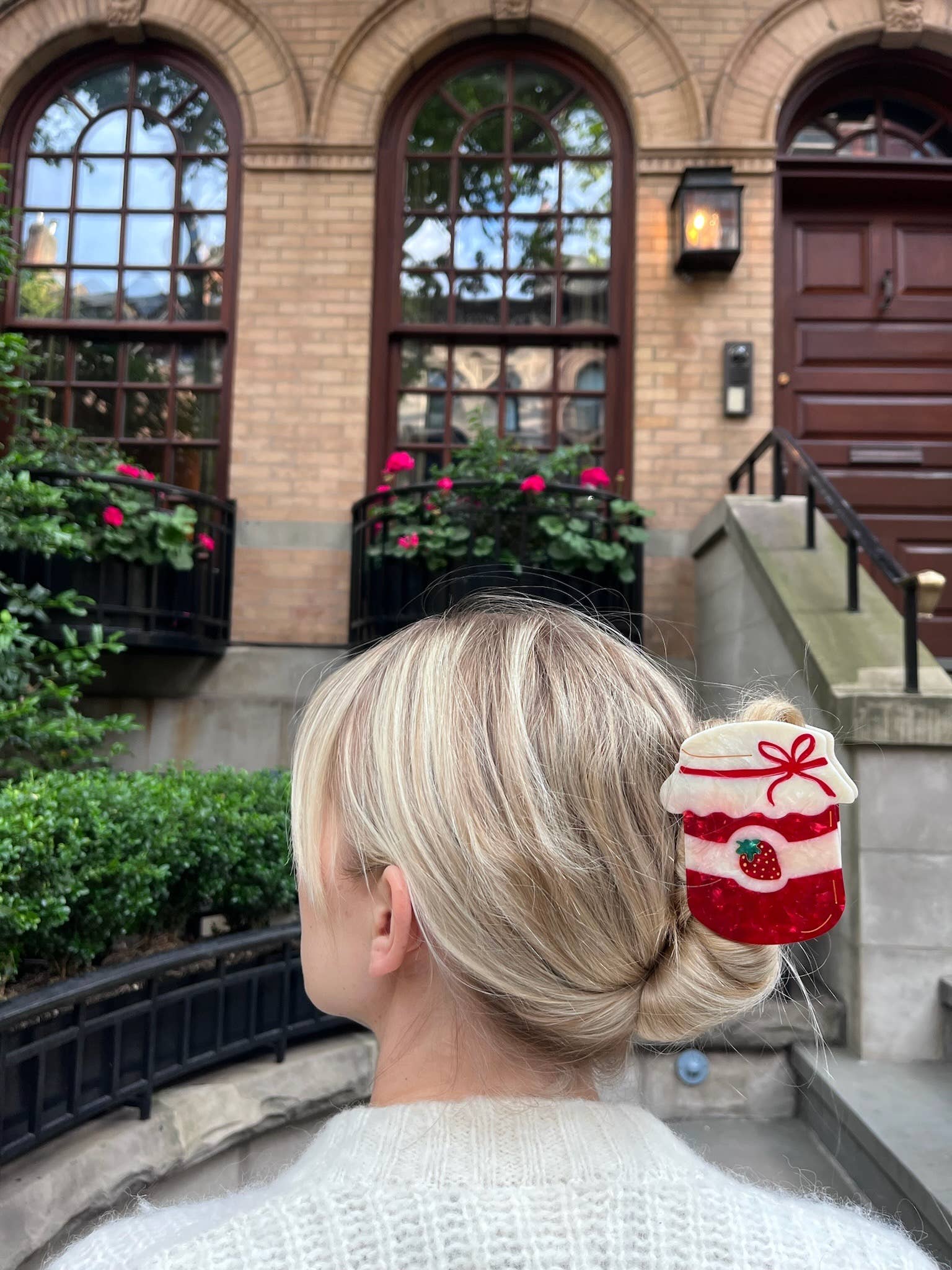 Hand-painted Strawberry Jam Claw Hair Clip