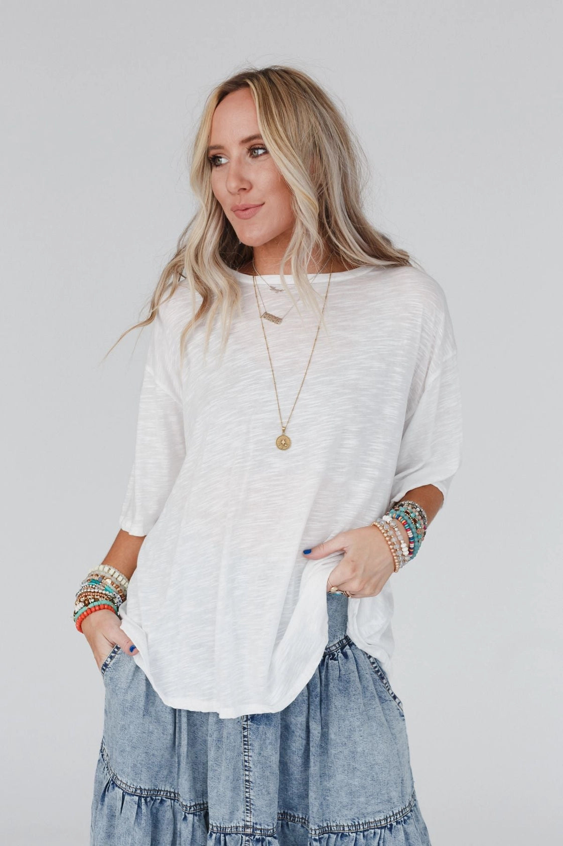Three Bird Nest Your Favorite Slub White Tee Shirt