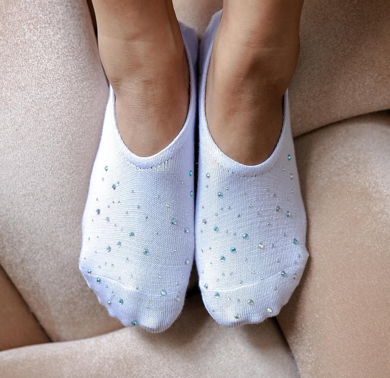 Living Royal Crystal White Liner Footie Sock