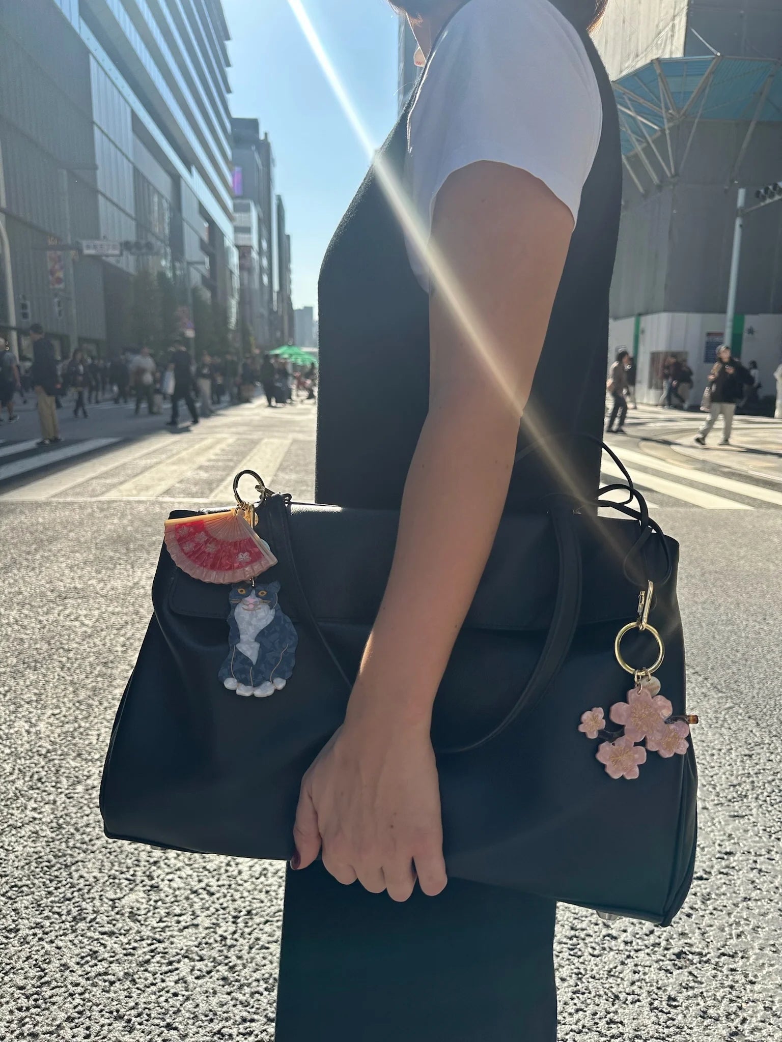 Hand-Painted Cherry Blossom Bag Charm & Keychain