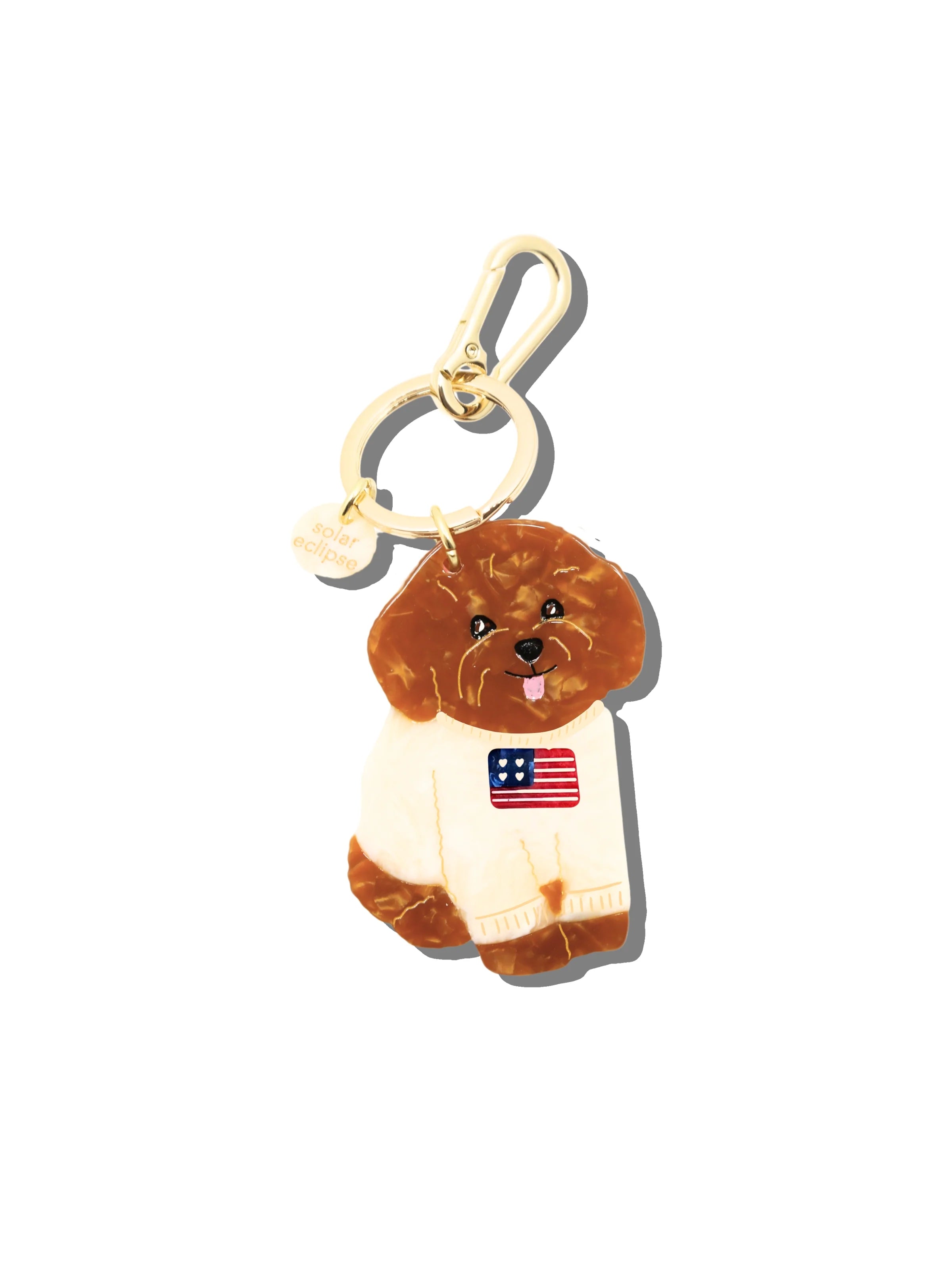 Hand-painted Americana Puppy Bag Charm + Keychain | Eco-Friendly
