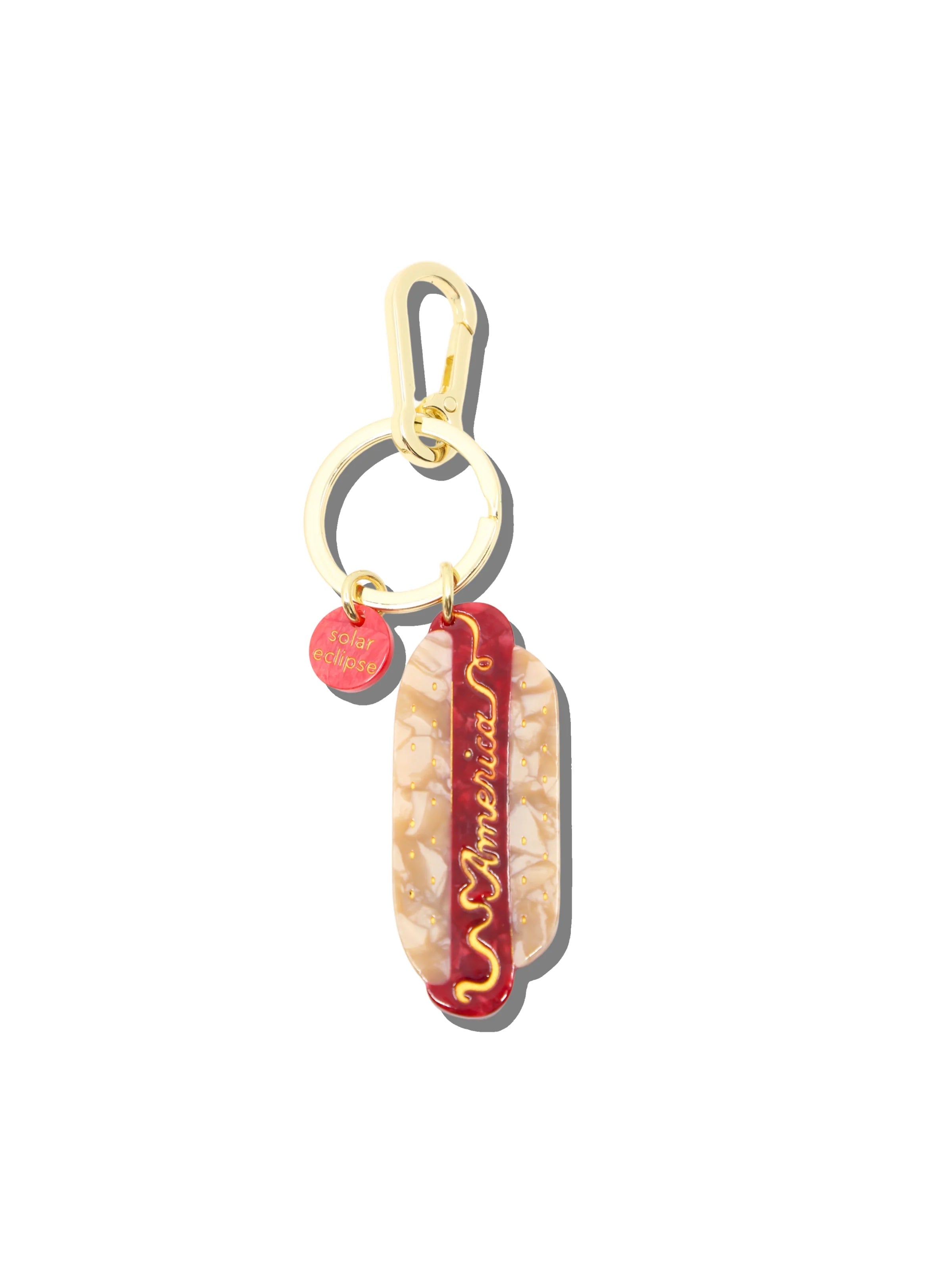 Hand-painted America Hotdog Bag Charm + Keychain | Eco-Friendly