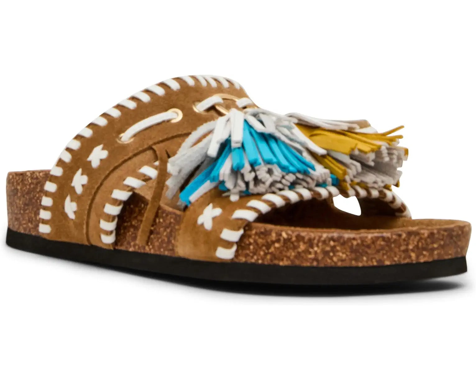 Steve Madden Lester Taupe Suede Tassel Slides