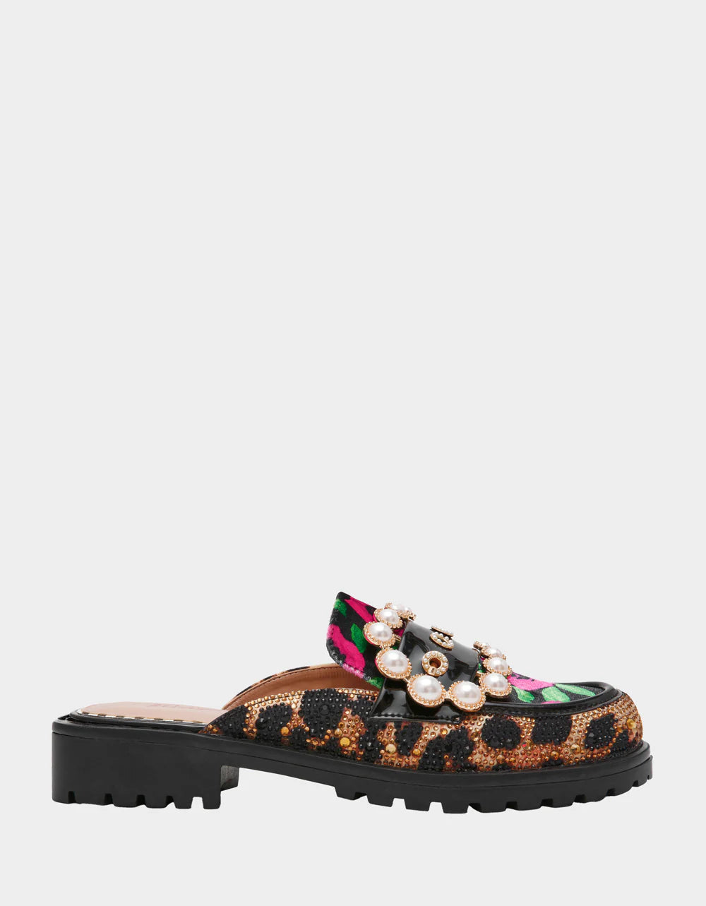 Betsey Johnson Barton Crystal Leopard and Floral Mule
