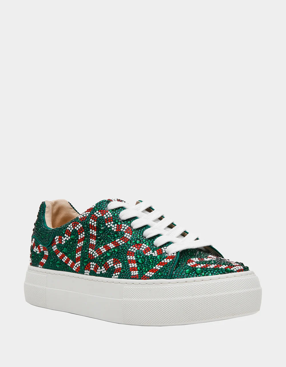 Betsey Johnson SIDNY Green Candy Cane Rhinestone Platform Sneakers