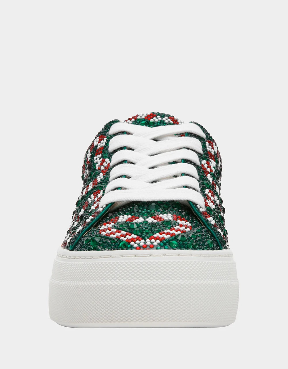 Betsey Johnson SIDNY Green Candy Cane Rhinestone Platform Sneakers