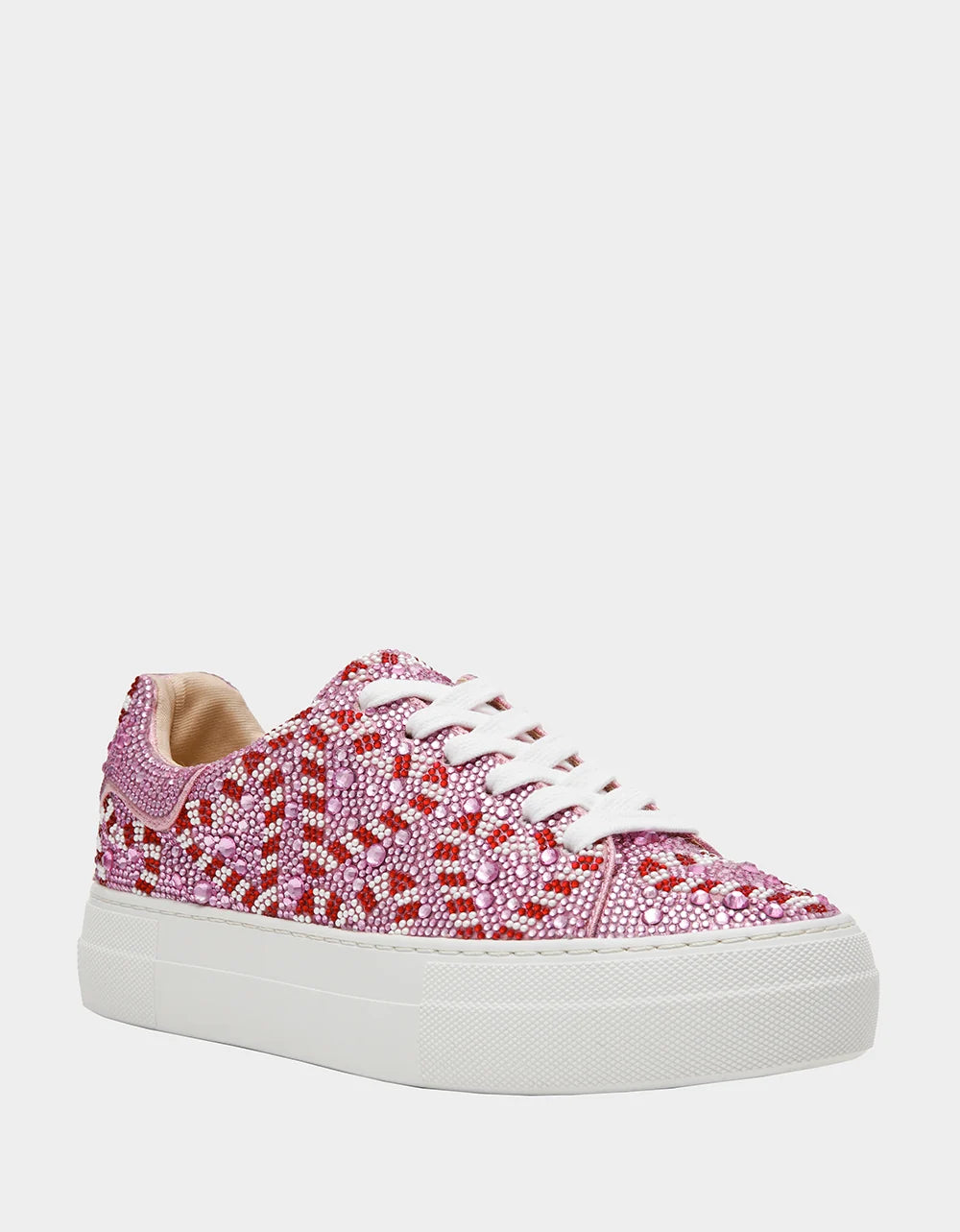 Betsey Johnson SIDNY Pink Candy Cane Rhinestone Platform Sneakers
