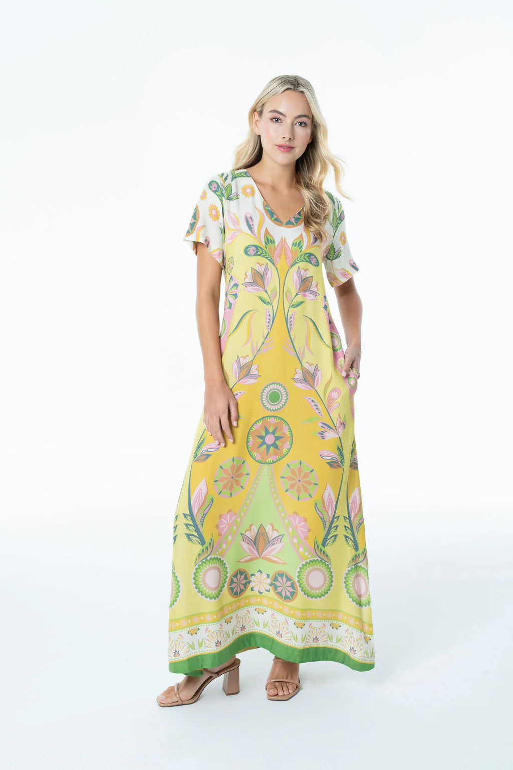 Briton Court Diana V-Neck Maxi - Chartreuse