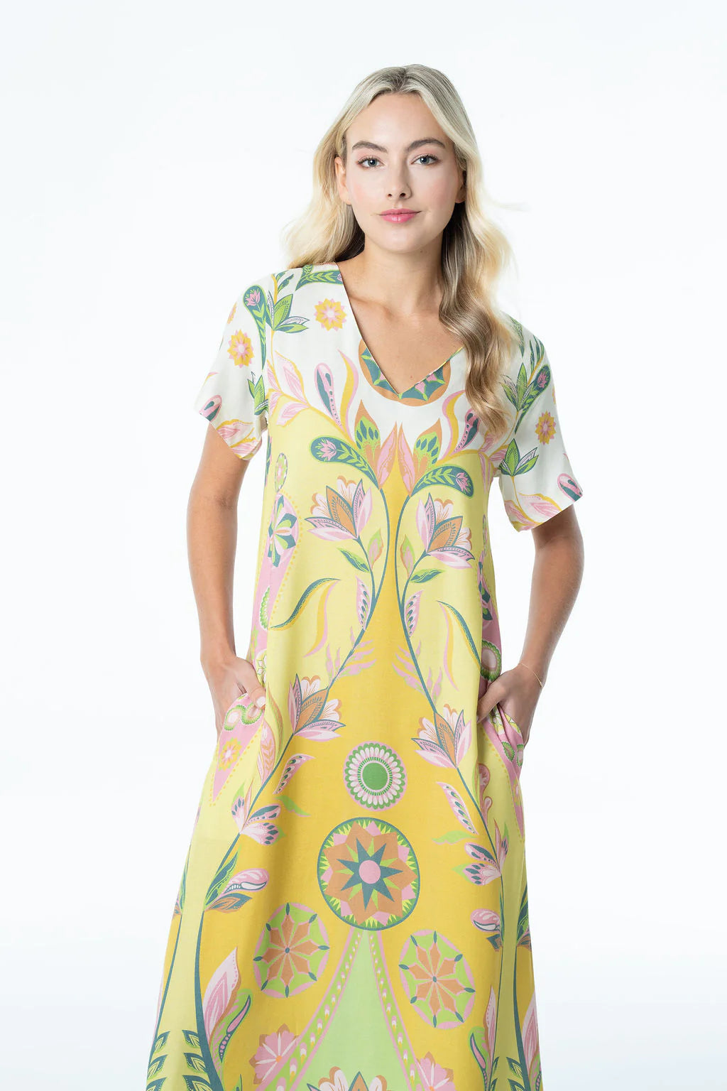 Briton Court Diana V-Neck Maxi - Chartreuse