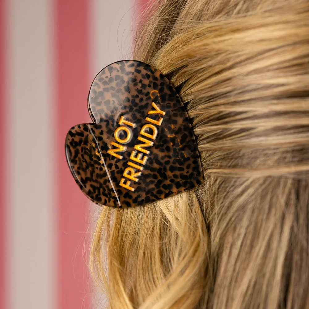 NOT FRIENDLY - Leopard Heart Hair Claw Clip