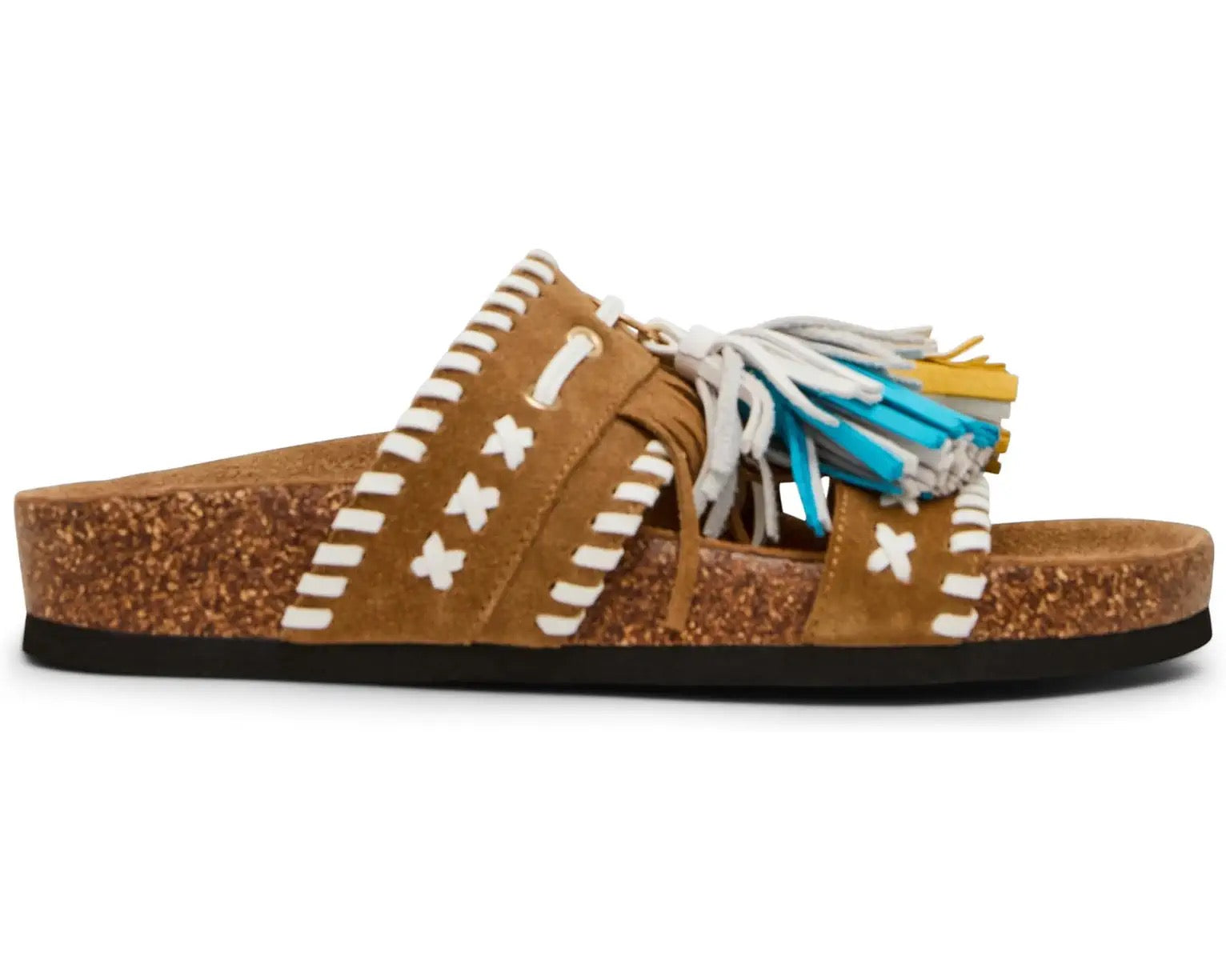 Steve Madden Lester Taupe Suede Tassel Slides