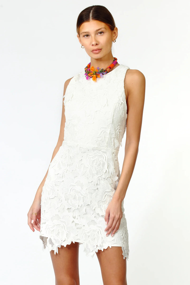 Adelyn Rae Cassie 3D Crochet Mini Dress White