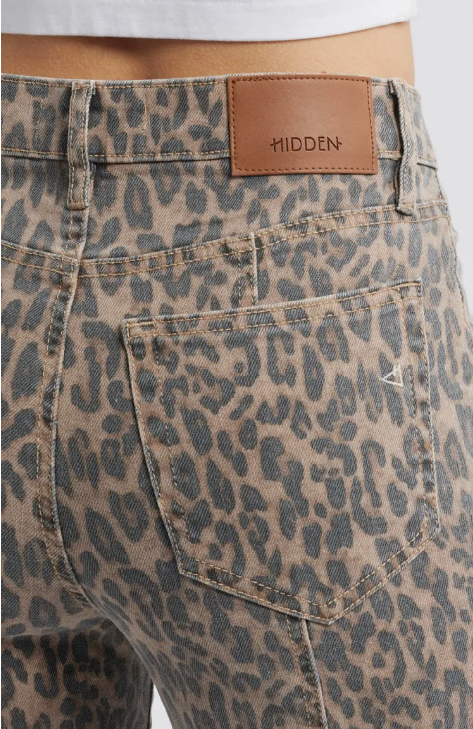 Hidden Denim High Waisted Flare Leg Cheetah