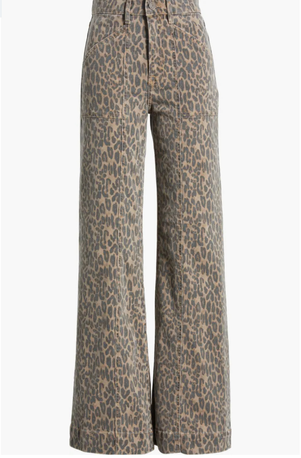 Hidden Denim High Waisted Flare Leg Cheetah