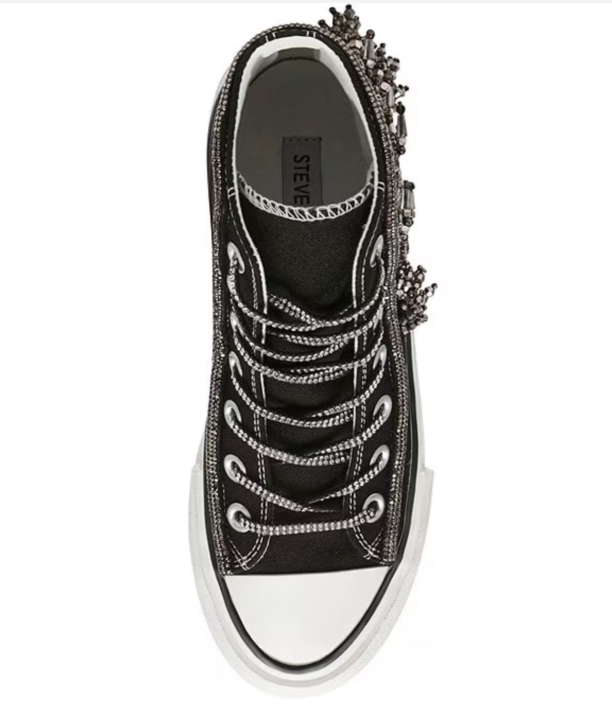 Steve Madden Mistic Rhinestone Flower High Top Platform Sneakers Black/Multi