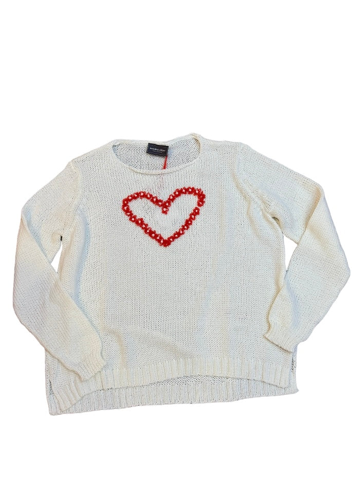 Wooden Ships Flower Heart Crew Cotton Sweater