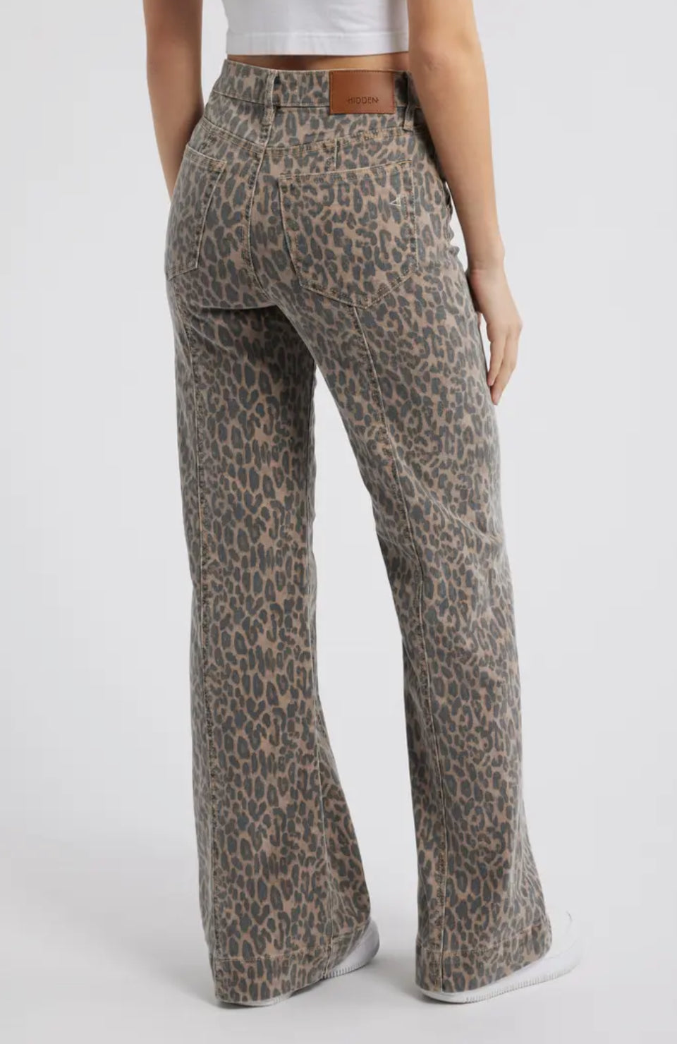 Hidden Denim High Waisted Flare Leg Cheetah