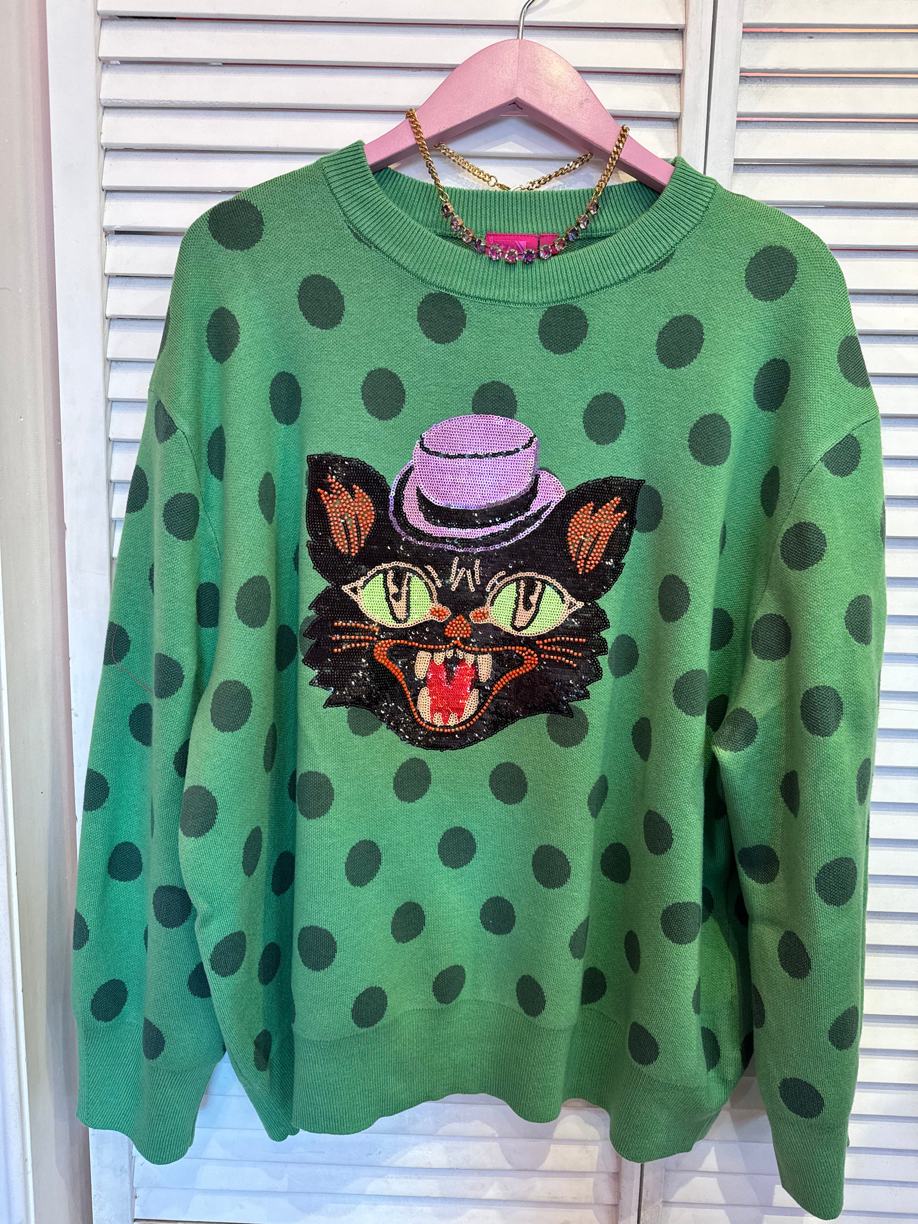 Queen of Sparkles Scardy-Cat Polkadot Sweater