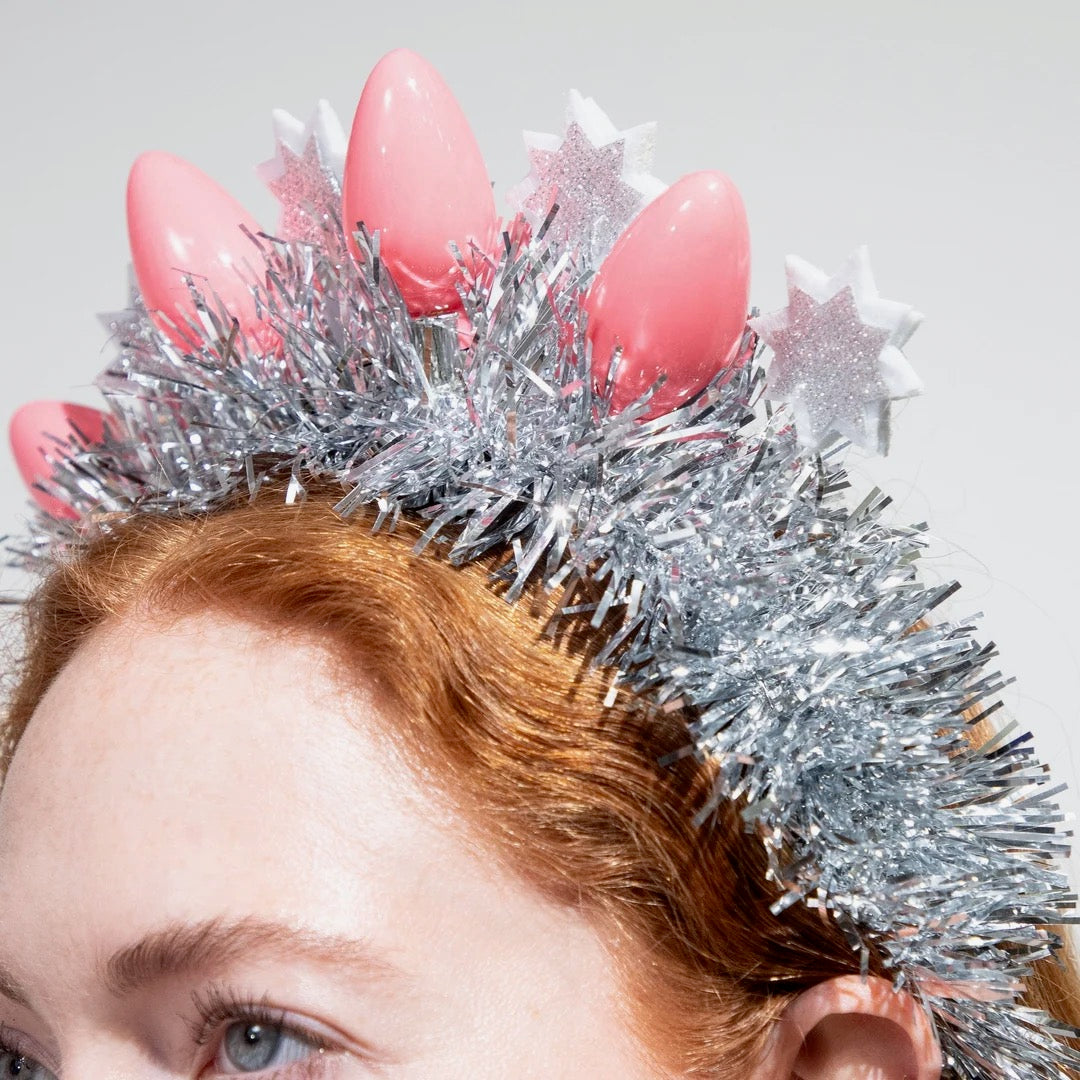 Pink Christmas Bulb & Tinsel Headband