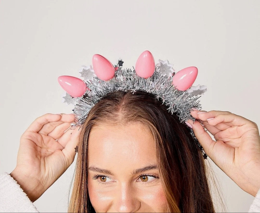 Pink Christmas Bulb & Tinsel Headband