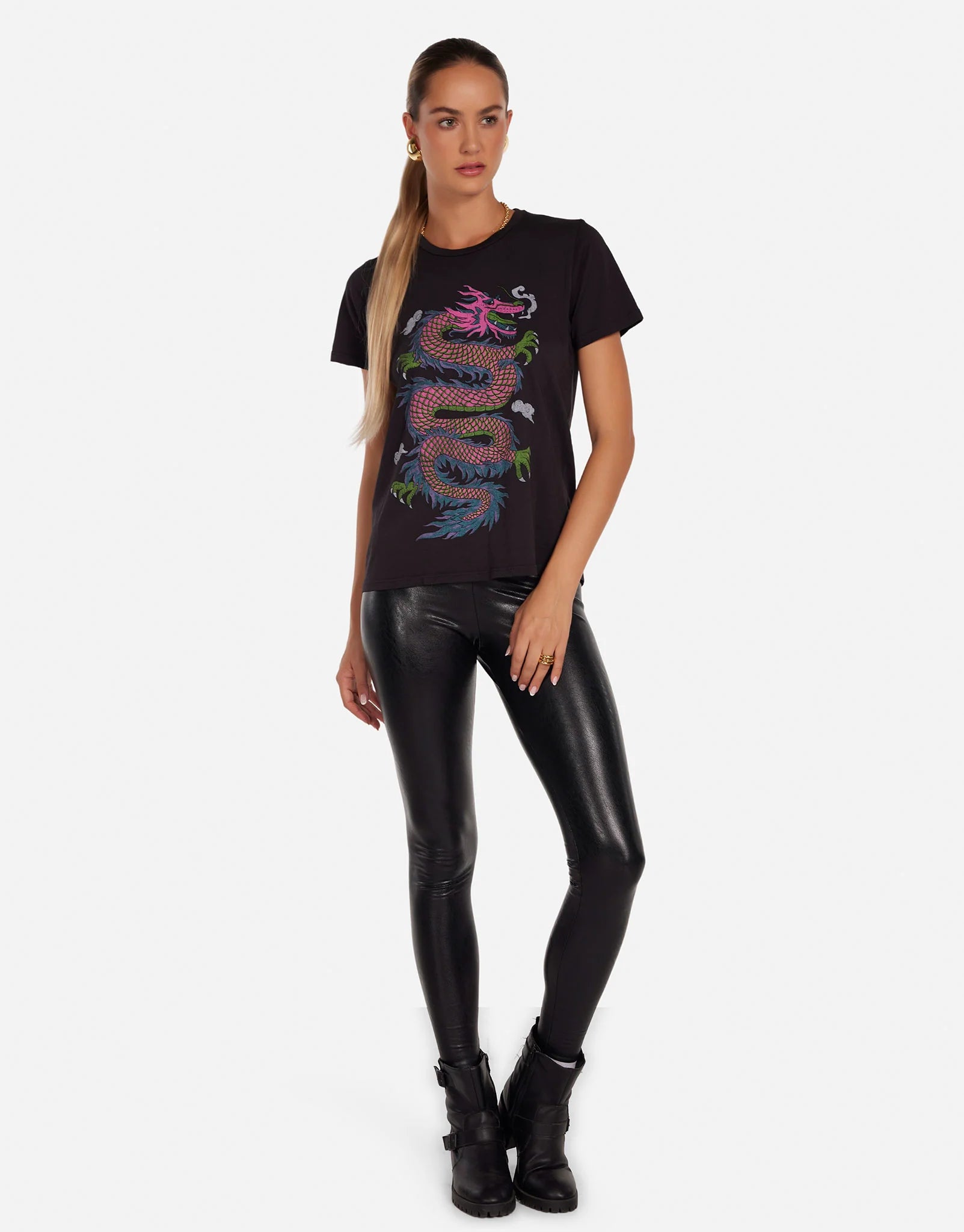 Lauren Moshi Wolf Vintage Pink Dragon Tee