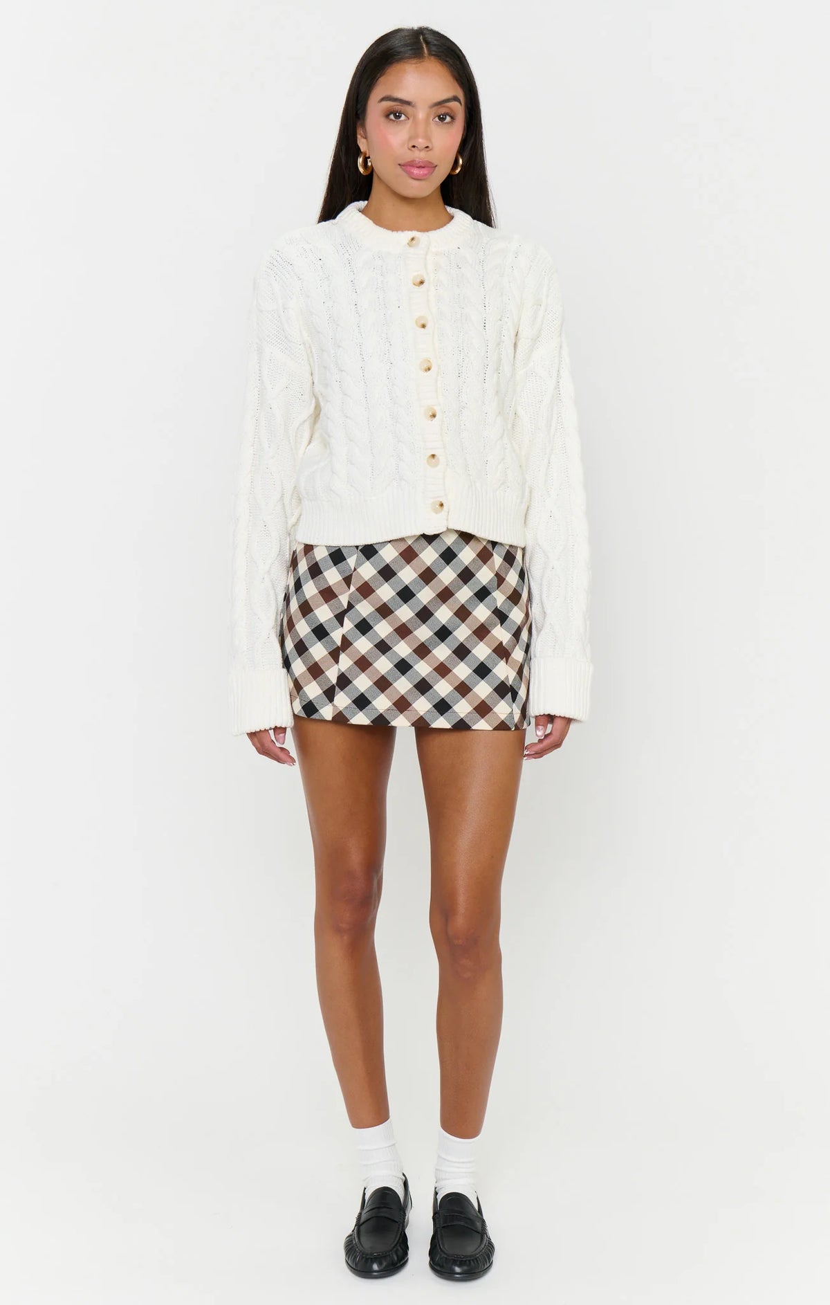 Show Me Your Mumu Chimney Cardigan Cream Cable Knit