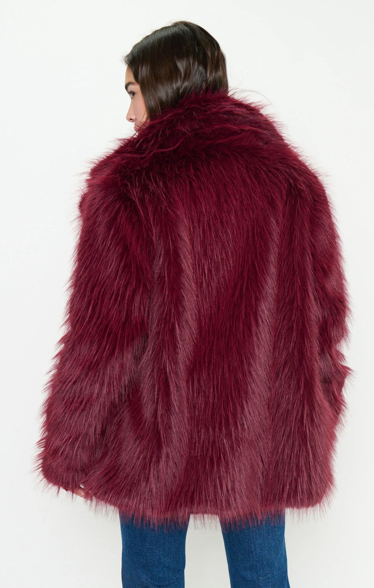Show Me Your Mumu Salt Lake Fur Coat Merlot Faux Fur