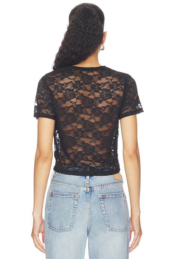 Michael Lauren Lace Crop Baby Tee
