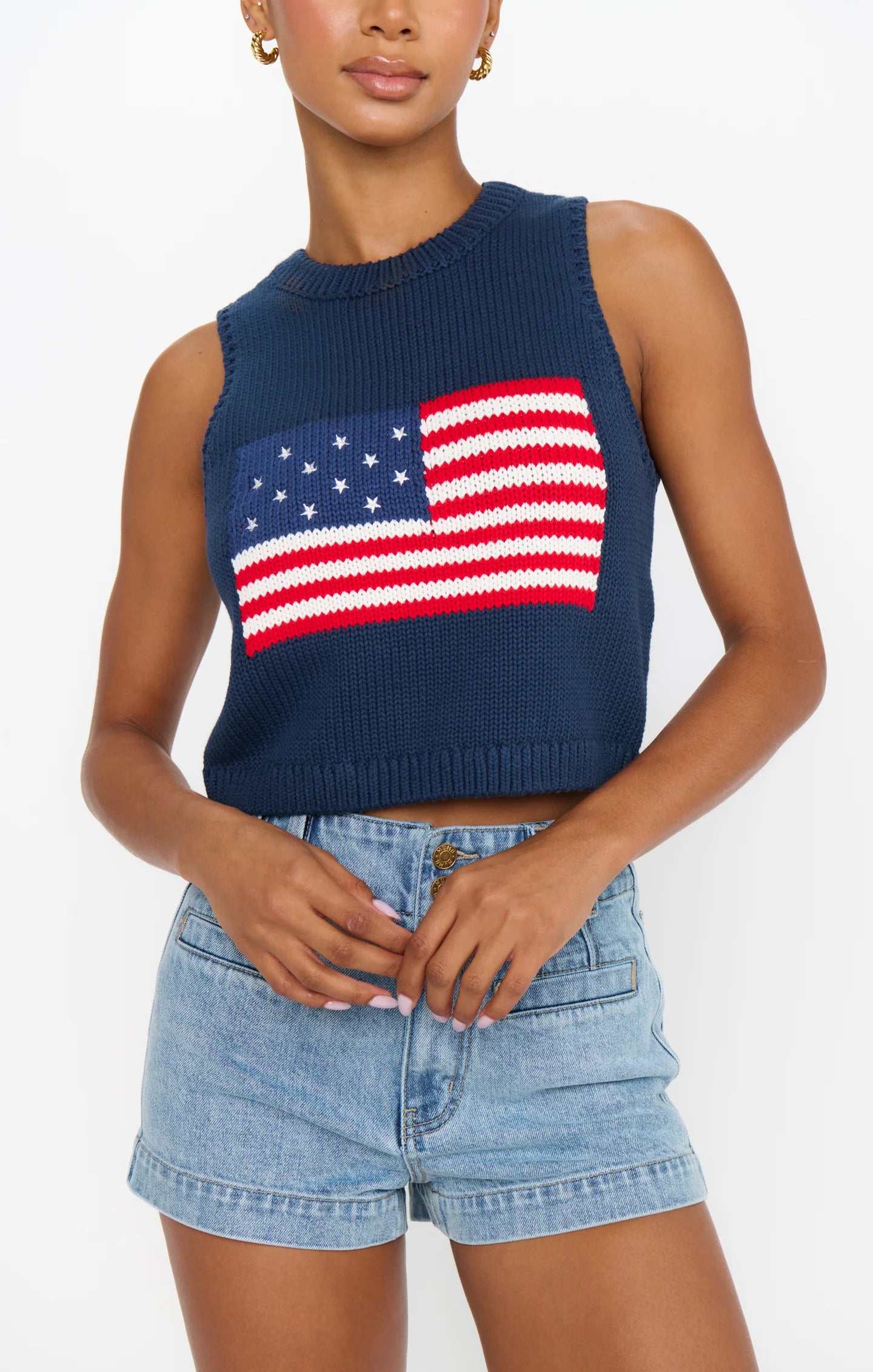 Show Me Your Mumu Milo Tsnk Navy Flag Knit