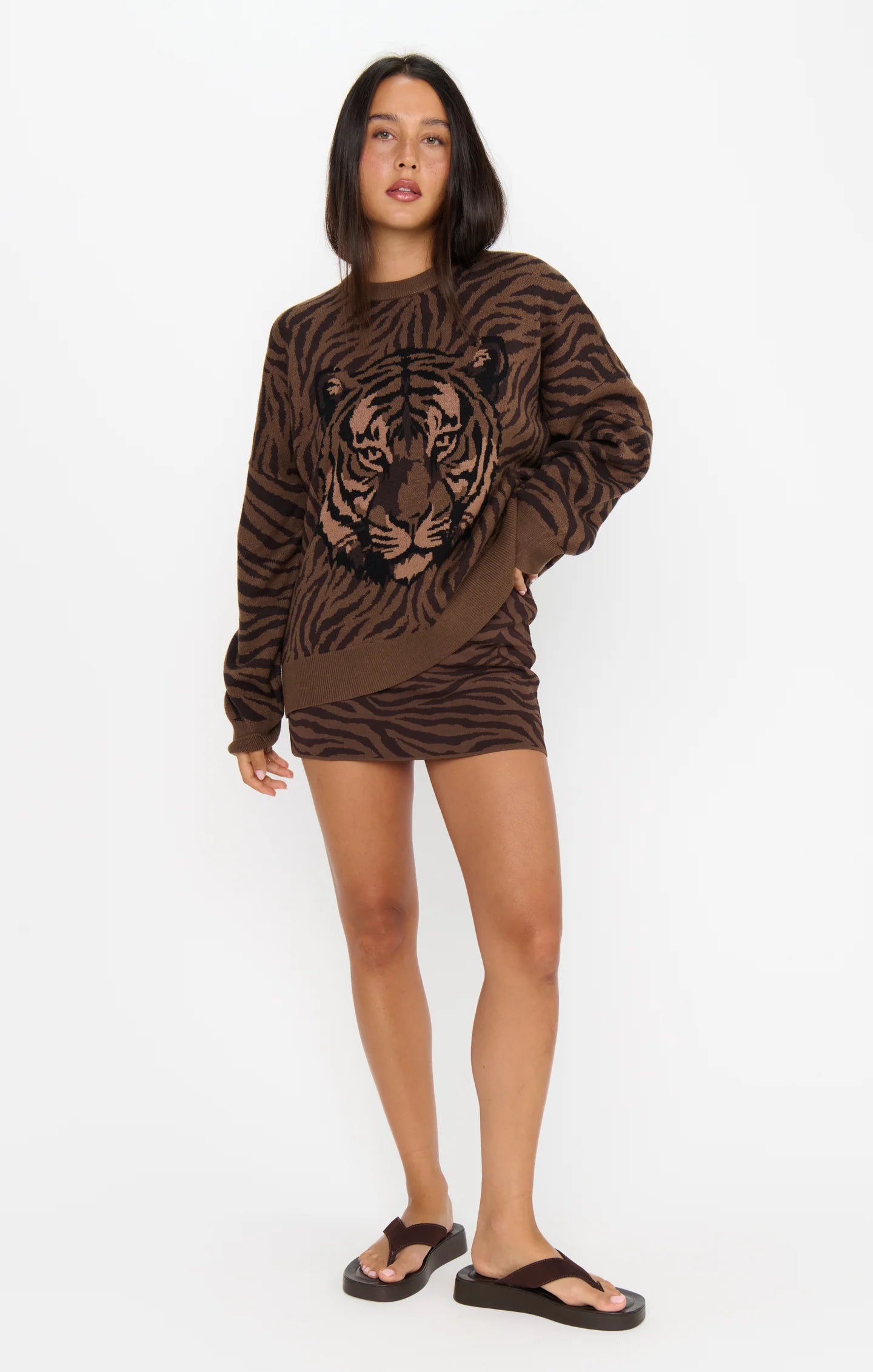 Show Me Your Mumu Josie Mini Skort Wild Tiger Knit