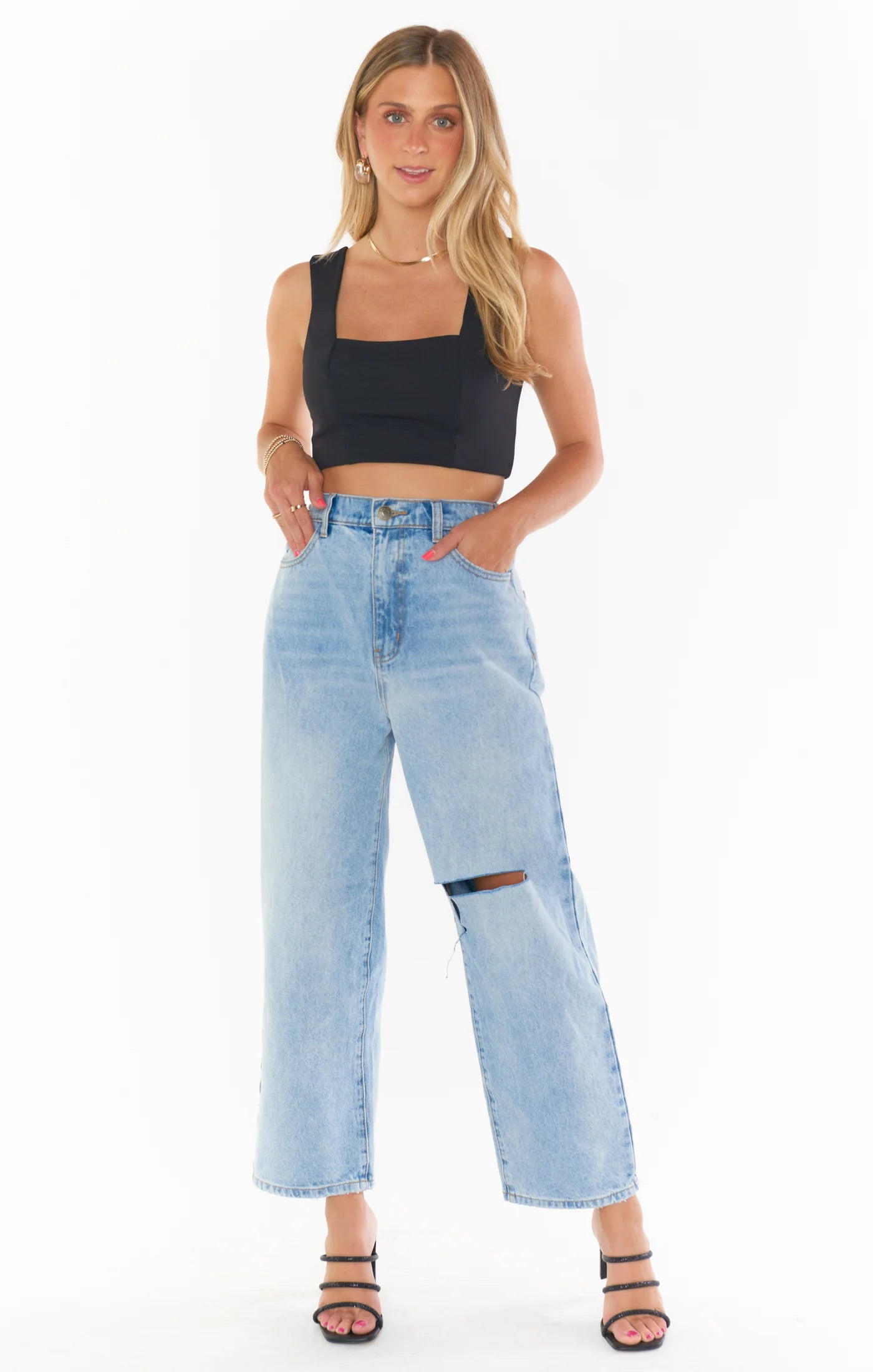 Show Me Your Mumu Ansley Crop Top Black