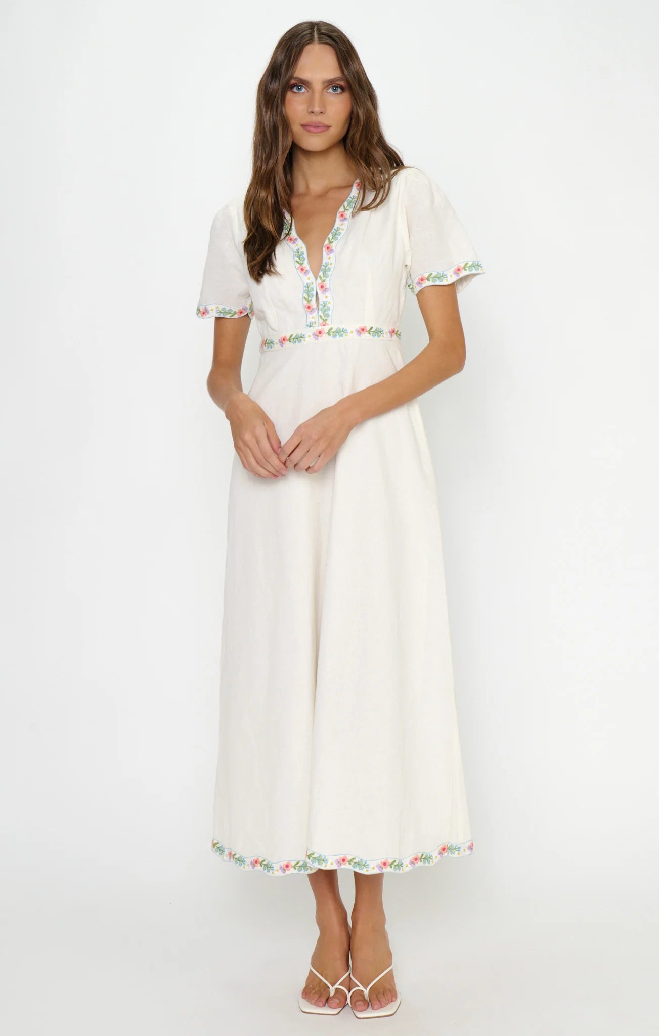 Show Me Your Mumu Thea Midi Dress - Wild Meadow Embroidery