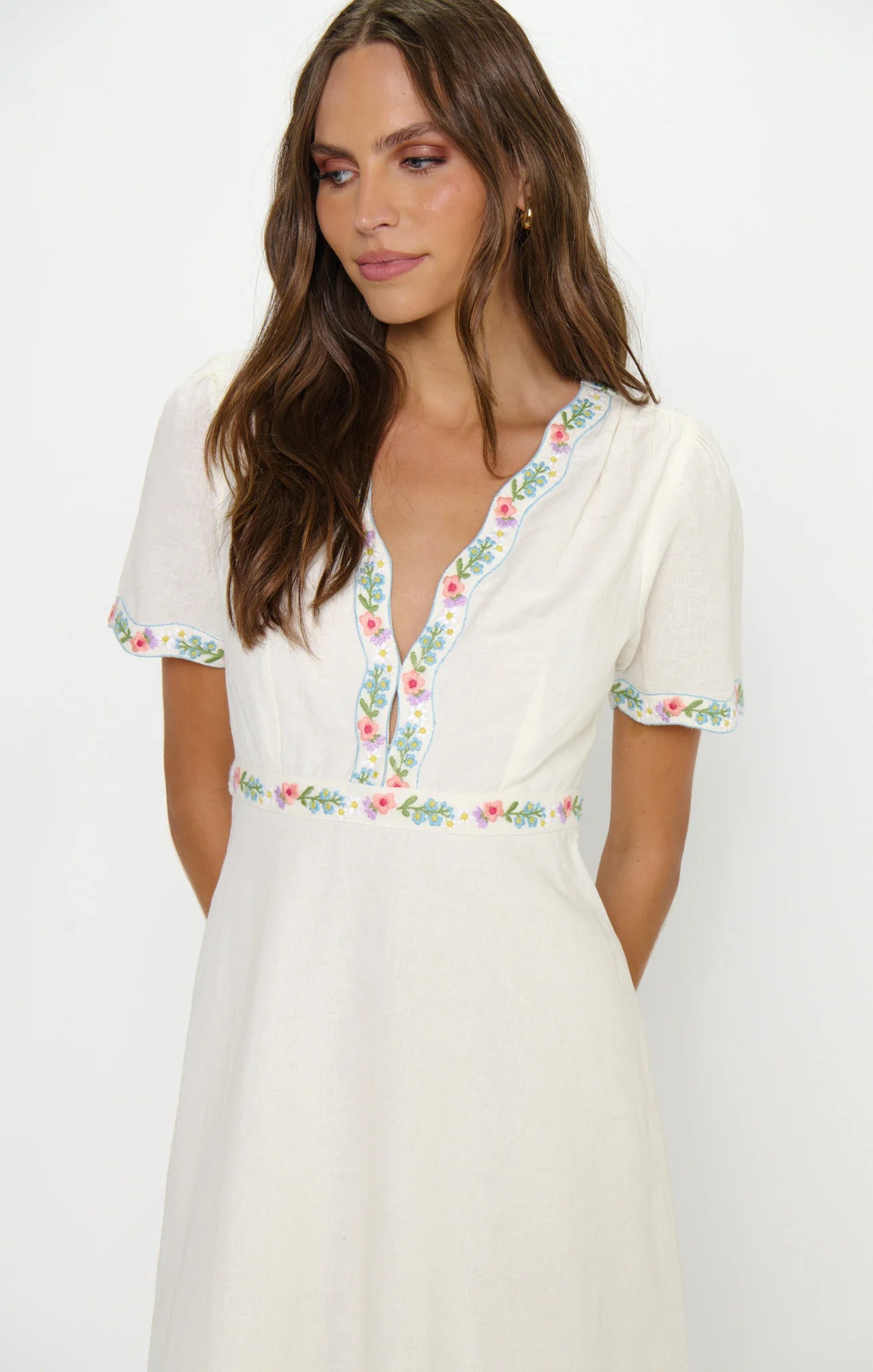 Show Me Your Mumu Thea Midi Dress - Wild Meadow Embroidery
