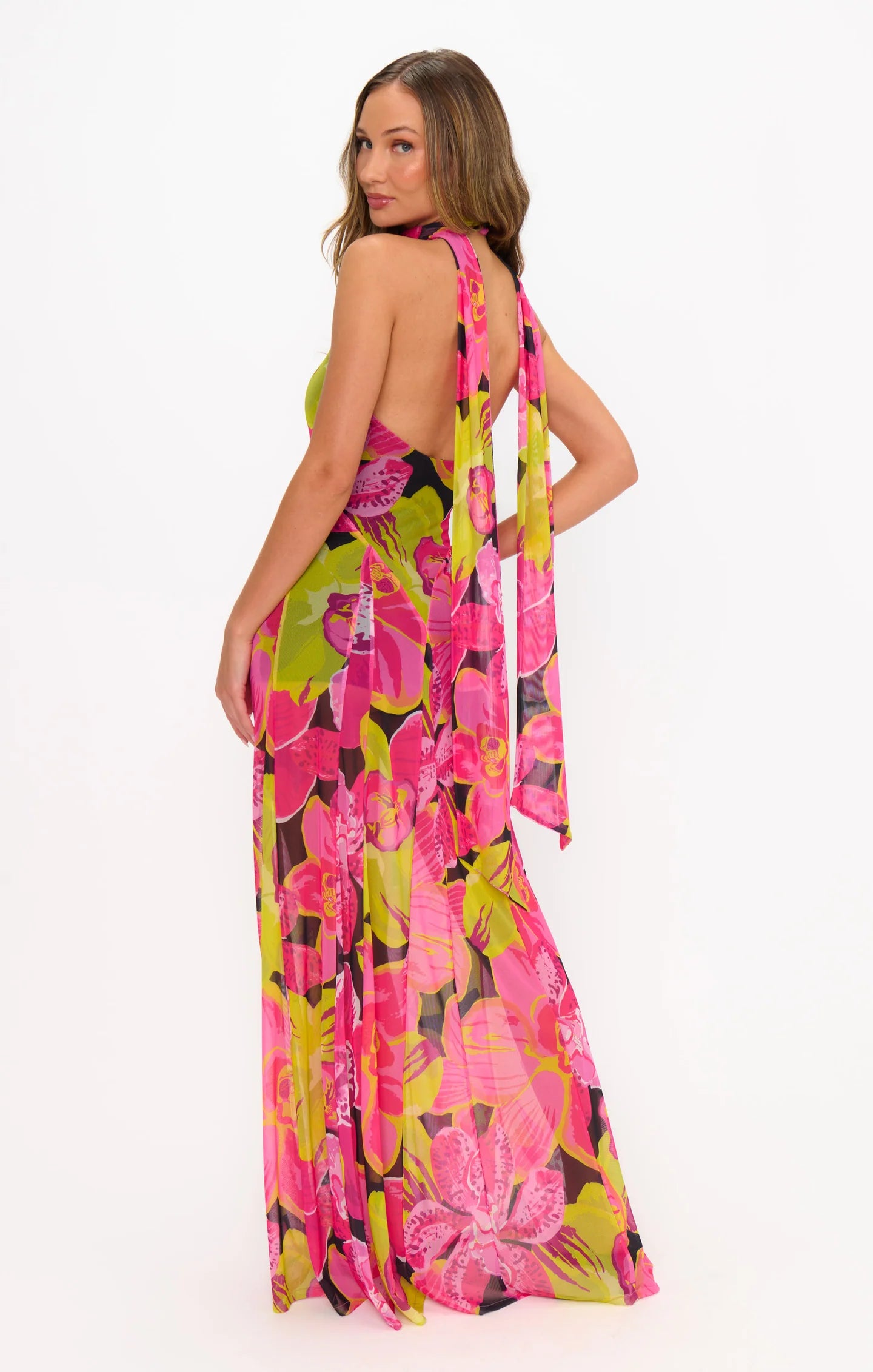 Show Me Your Mumu Katia Maxi Dress Tropic Nights Mesh