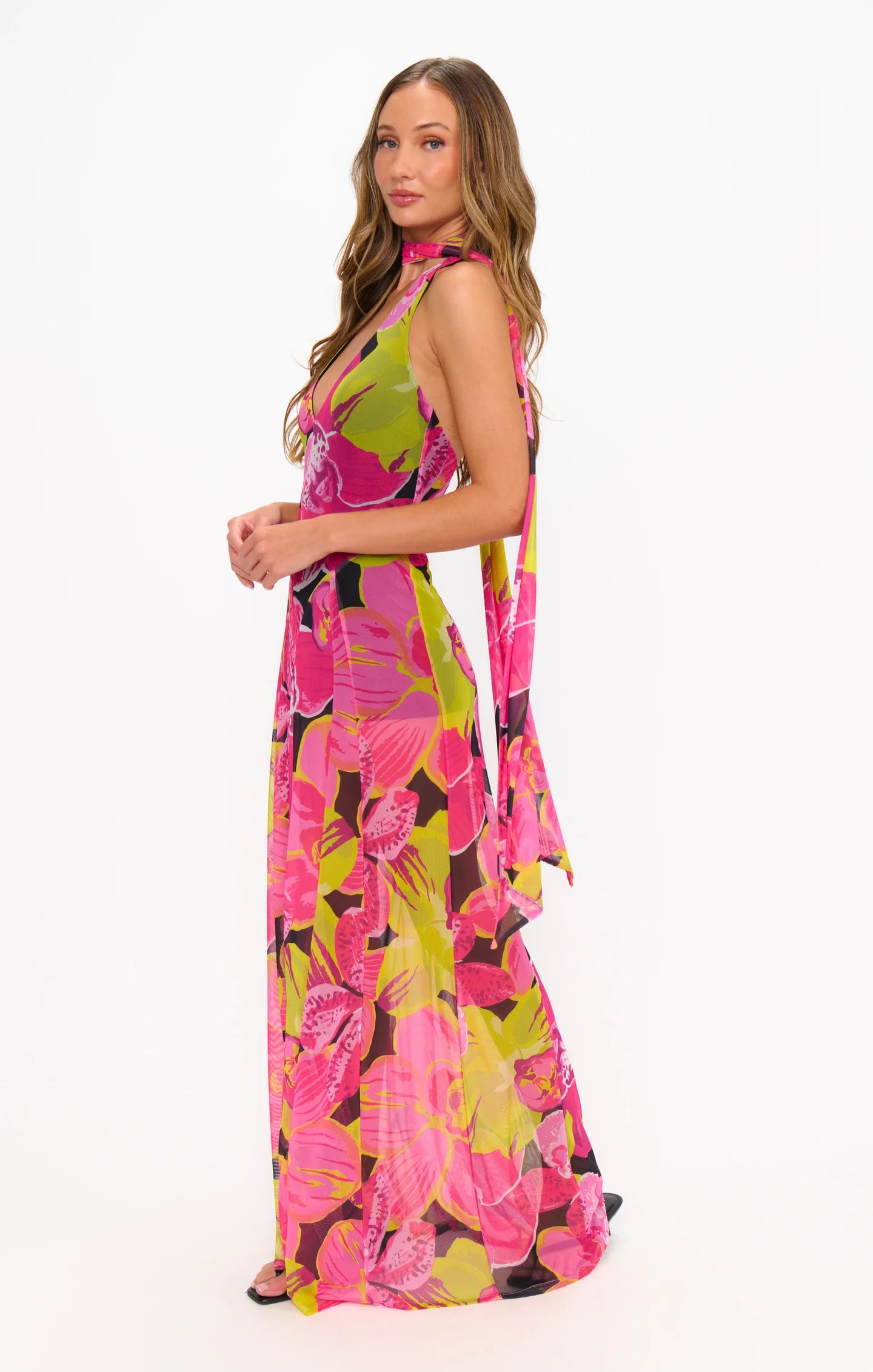 Show Me Your Mumu Katia Maxi Dress Tropic Nights Mesh