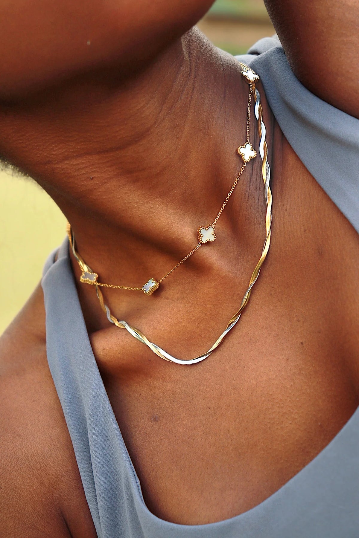 Nikki Smith Mixed Metal Herringbone Necklace