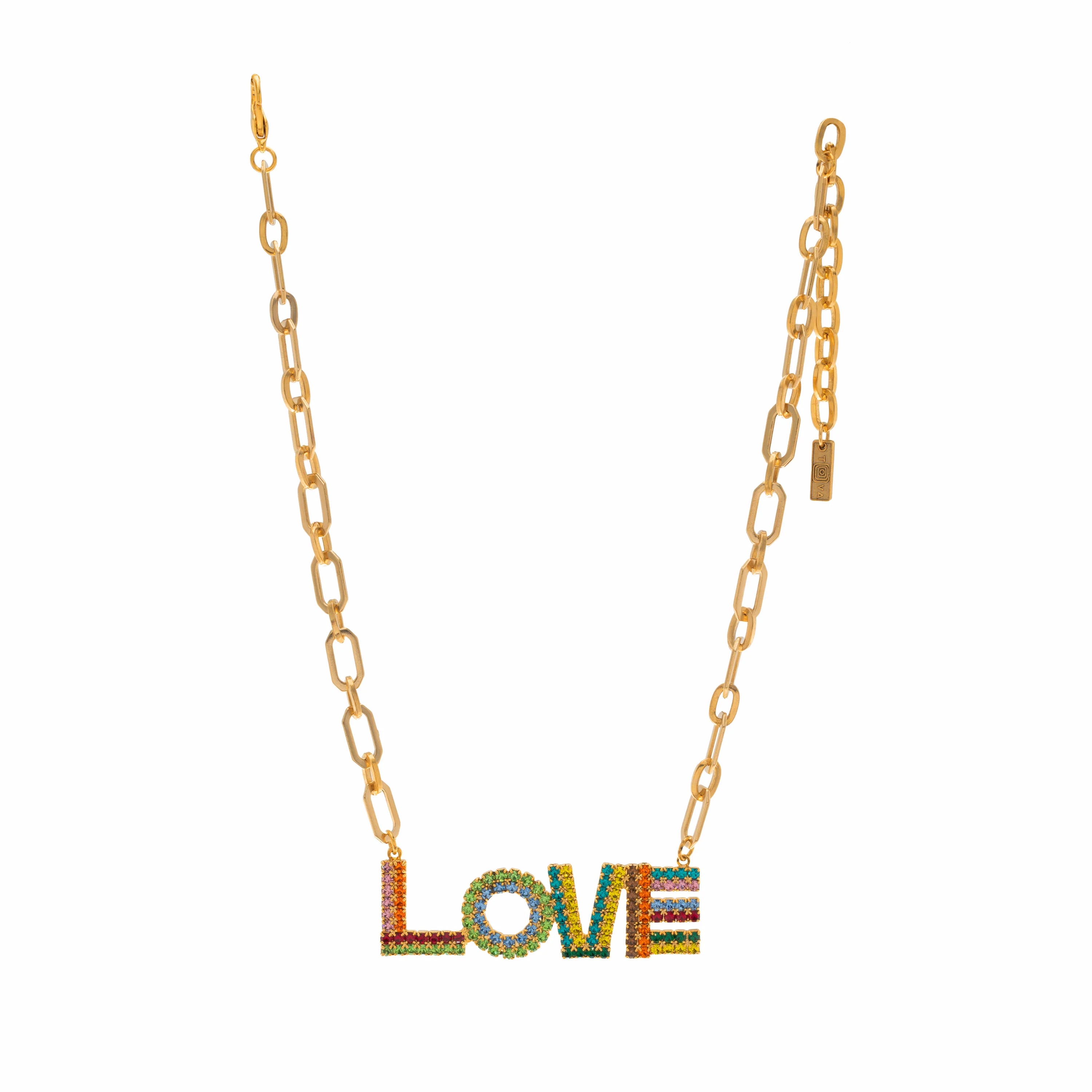 Tova LA LA LOVE Crystal Pendant Necklace - Antique Gold Plated