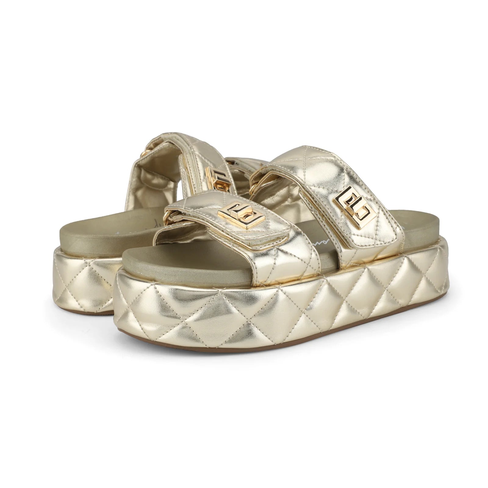 Vintage Havana Onya Gold Quilted Platform Sandal