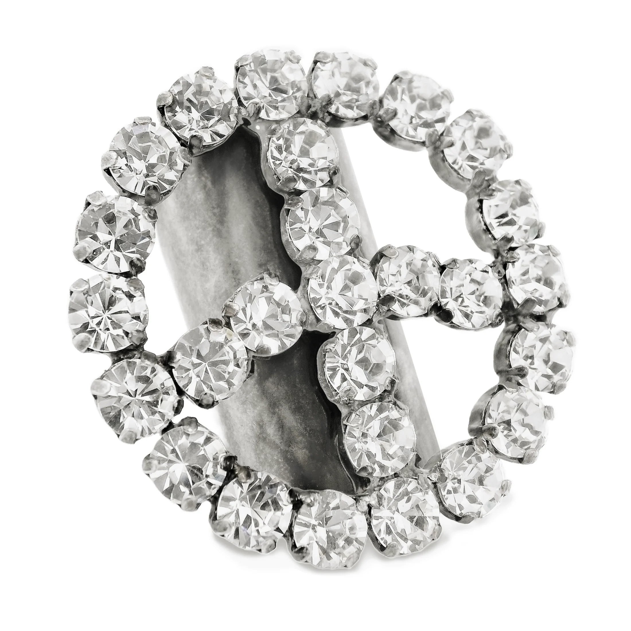 TOVA Peace or Bust Ring - Antique Silver/Clear
