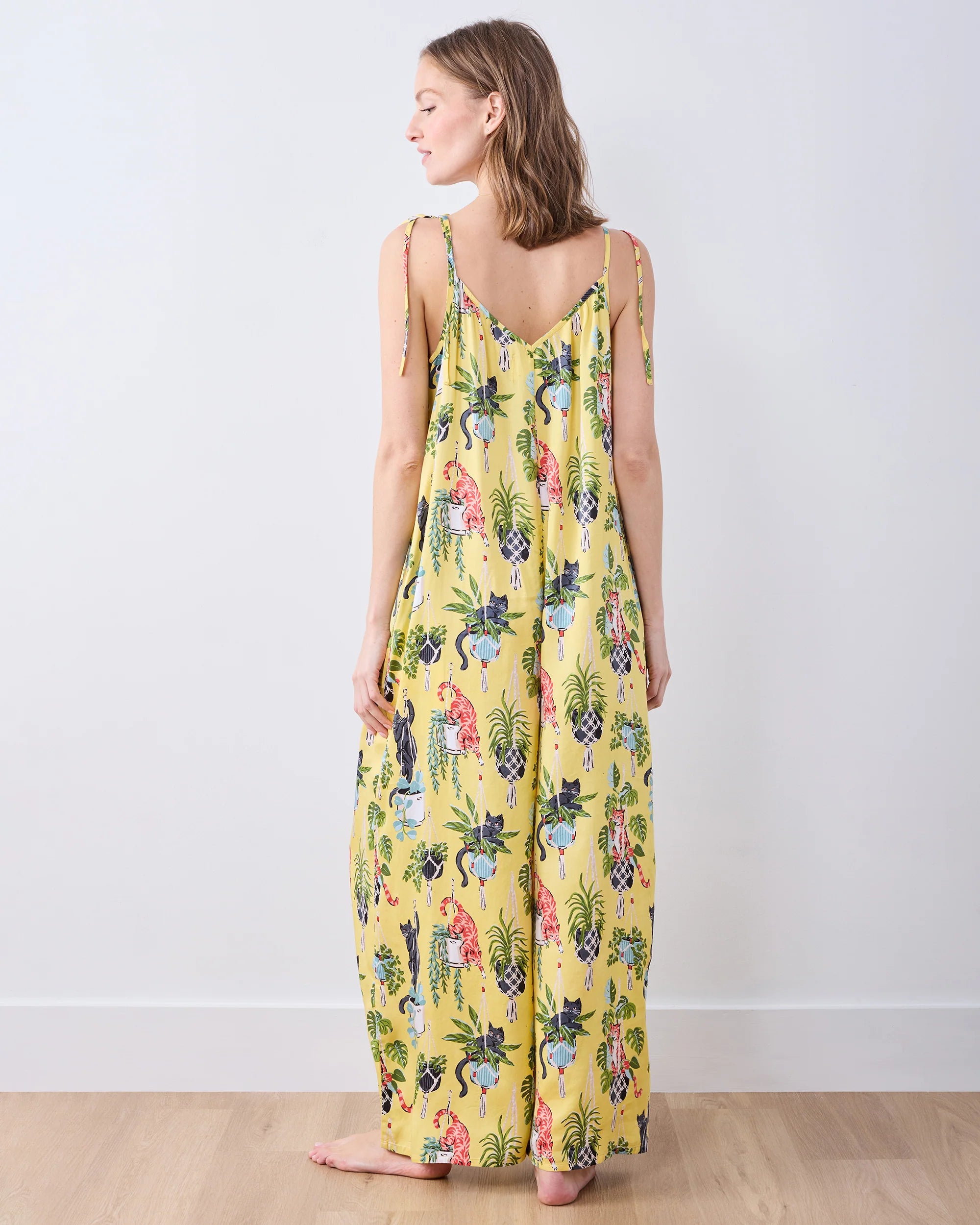 Eco Satin Jaipur Jumpsuit in Macrame Mischief - Sunshine