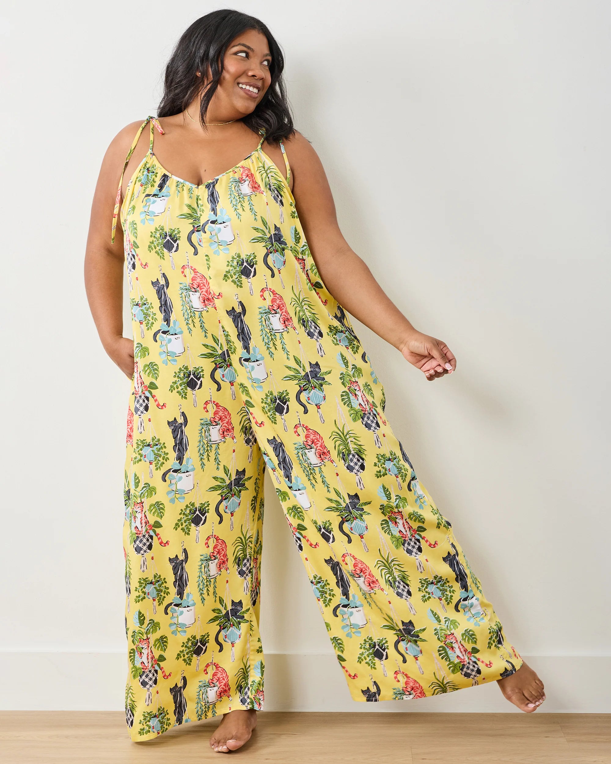 Eco Satin Jaipur Jumpsuit in Macrame Mischief - Sunshine