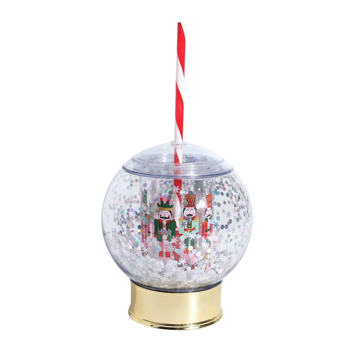 Nutcracker Snow Globe Cup with Straw